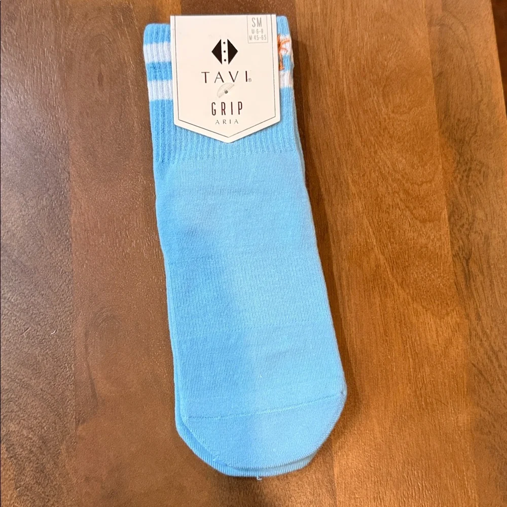 👶👶👶Tavi Baby Blue Grip Socks ankle length with a cute palm tree - Picture 1 of 4